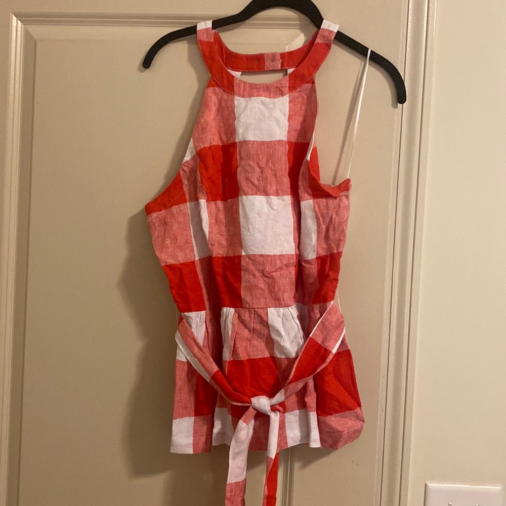 Crown & Ivy red/white top NWT